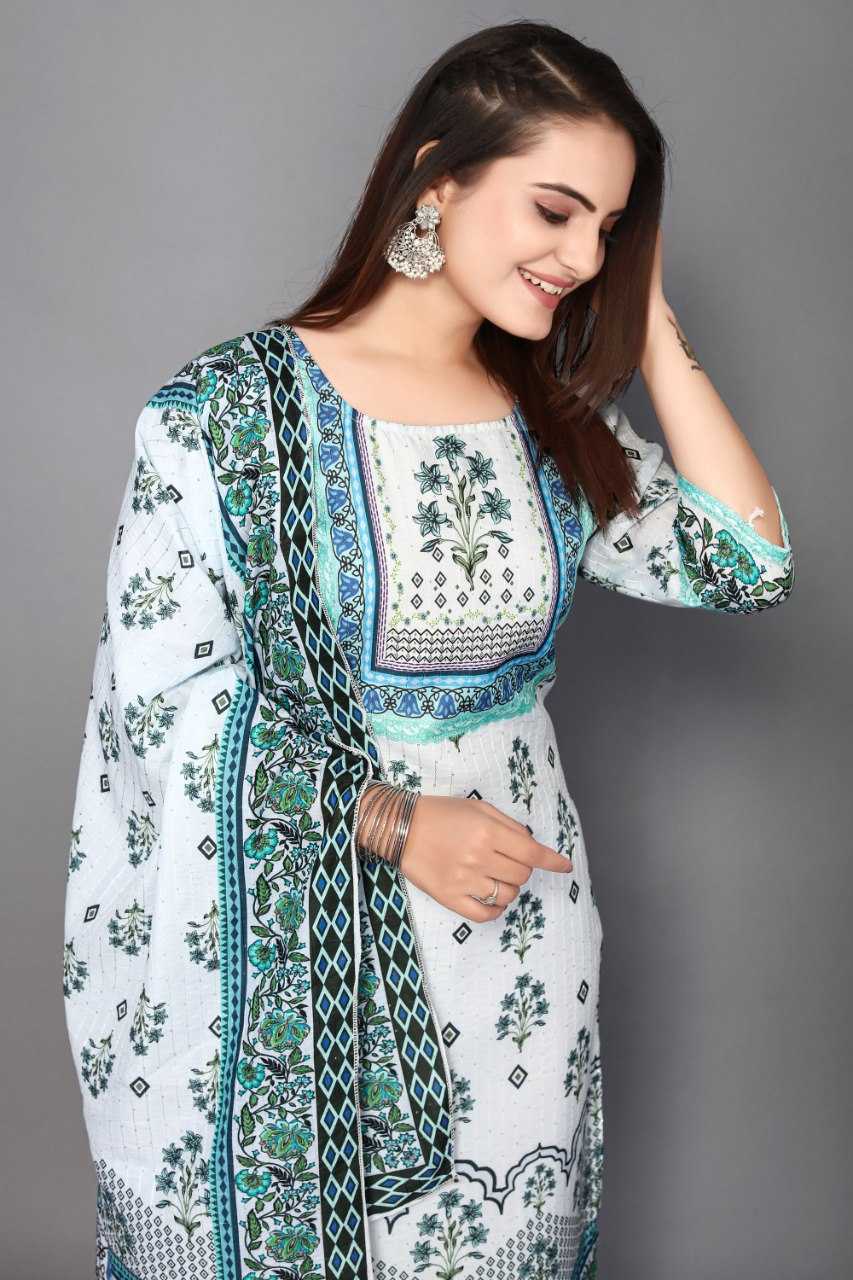 Muslin Kesh164 G63 Suits & Dresses  Printed Long Kurti White Salwar Suits Manufacture