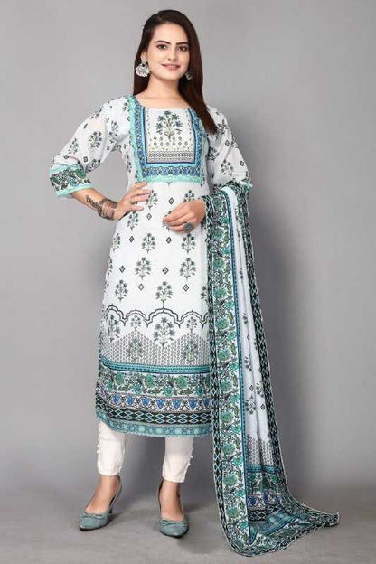 Muslin Kesh164 G63 Suits & Dresses  Printed Long Kurti White Salwar Suits Manufacture