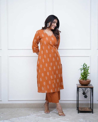 Muslin Kesh164 G64 Kurtis  Long Printed Kurti With Bottom V-Neck Long Kurtis