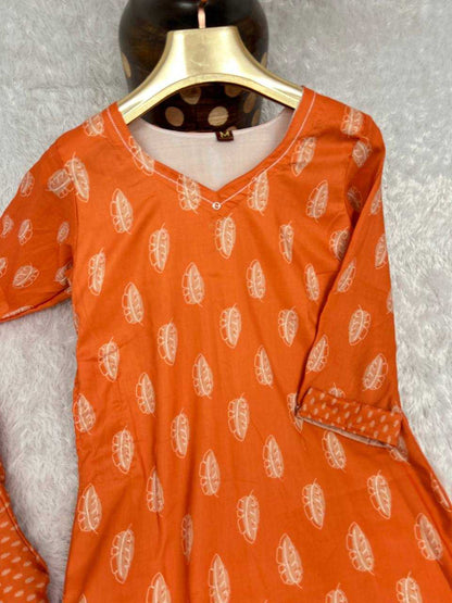 Muslin Kesh164 G64 Kurtis  Long Printed Kurti With Bottom V-Neck Long Kurtis