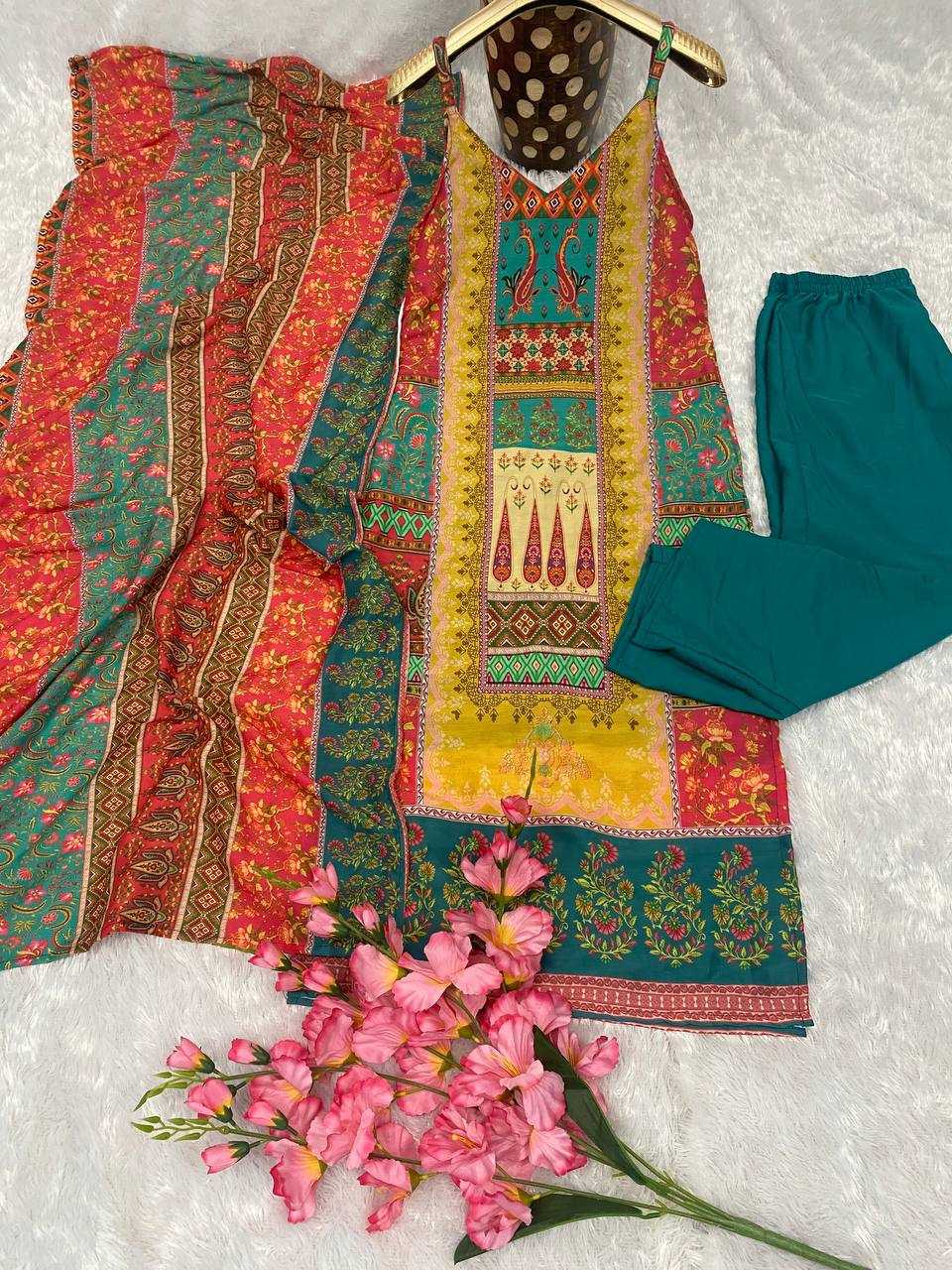 Muslin Kesh164 G65 Suits & Dresses  Printed Long Kurti Sleeveless Dresses Suits Manufacture