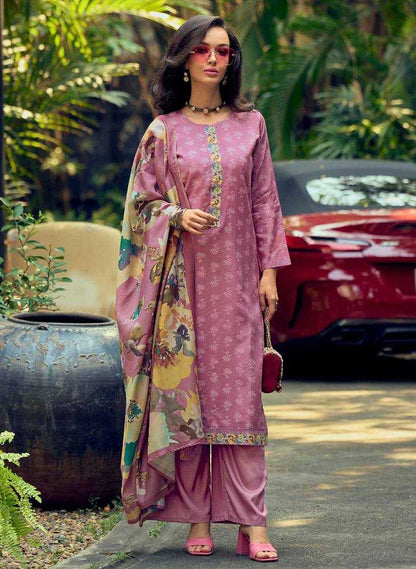 Muslin Kesh164 G68 Suits & Dresses  Printed Ladies Long Kurti Pink Salwar Suits Manufacture