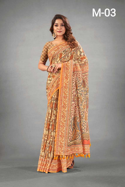 Muslin Pvc Kalamkari  Sarees