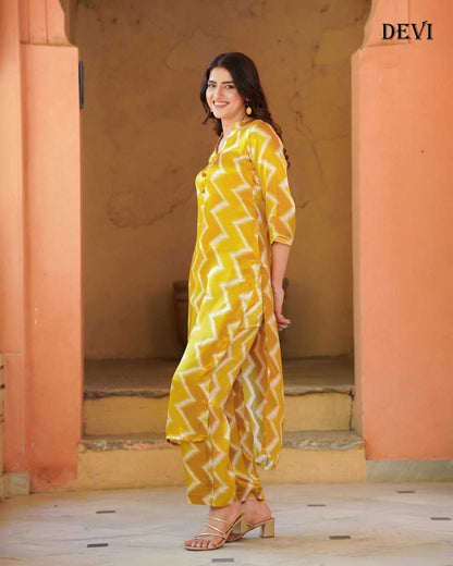 Muslin Rin131 501 Kurtis  Long Printed Kurti With Pant V-Neck Kurtis