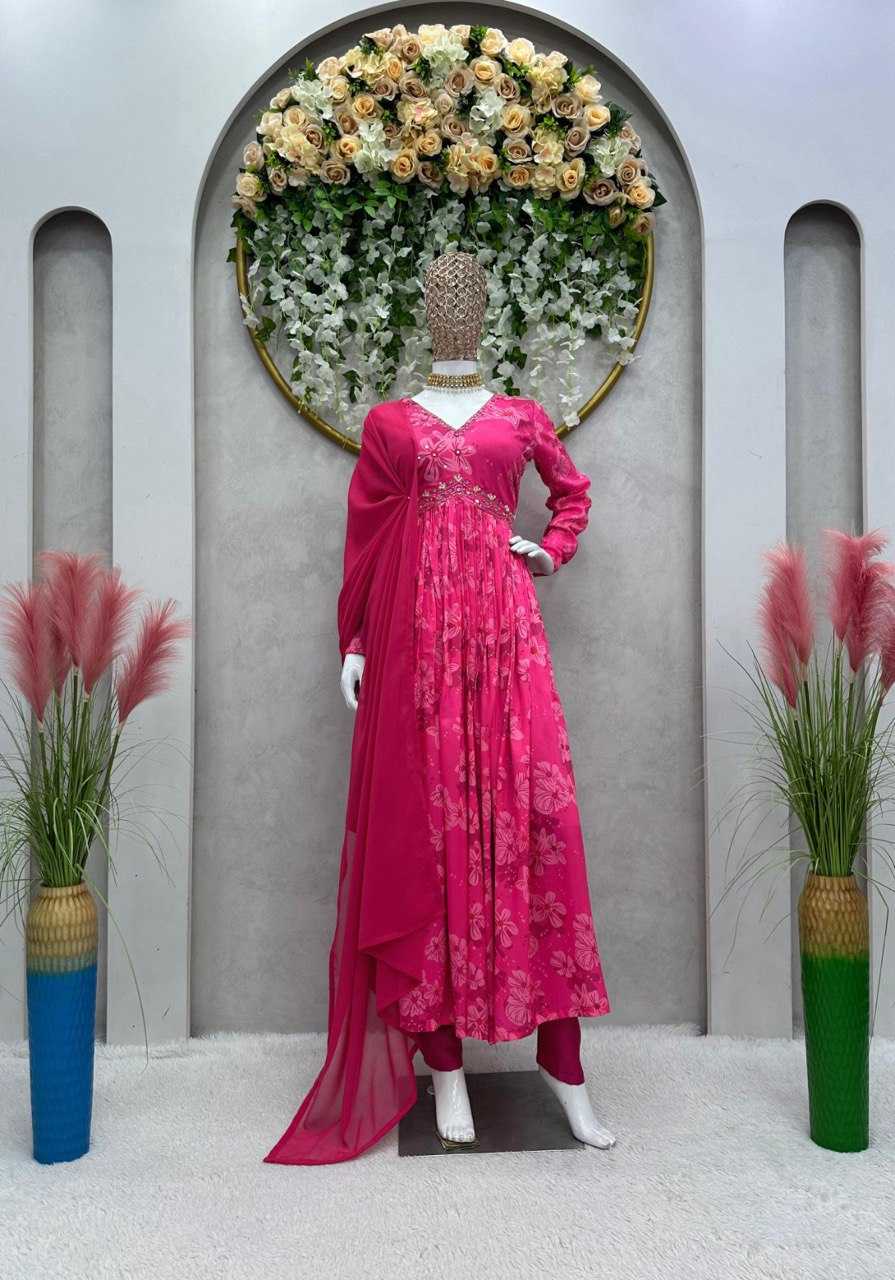 Muslin Rin133 1390 Suits & Dresses  Alia Cut Printed Georgette Anarkali Party Wear Suits