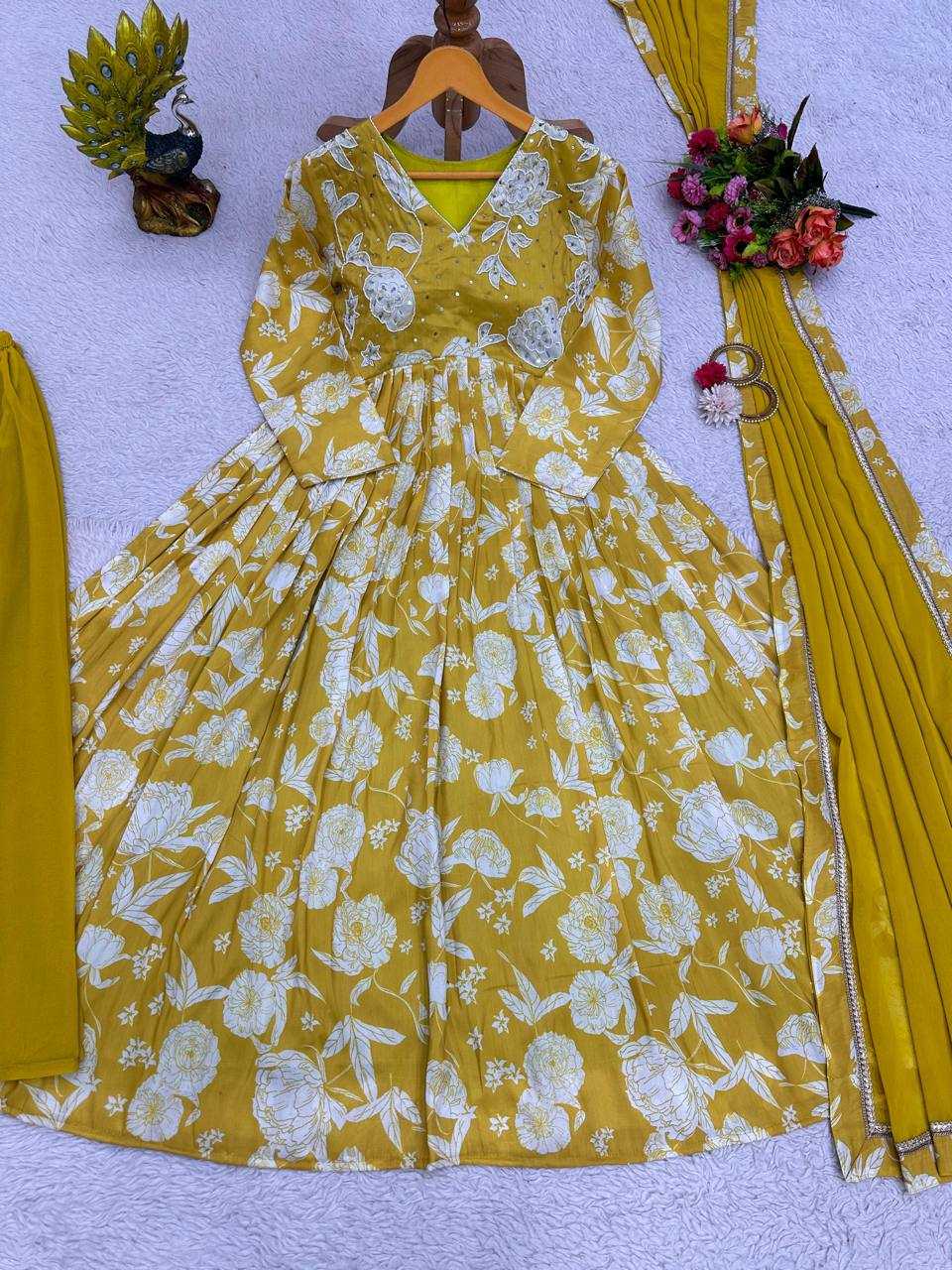 Muslin Rin133 1419 Gowns  Printed Anarkali Long Georgette Gowns