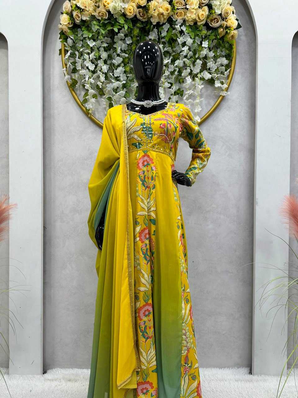 Muslin Rin133 1461-B Suits & Dresses  Printed Embroidery Anarkali Suits