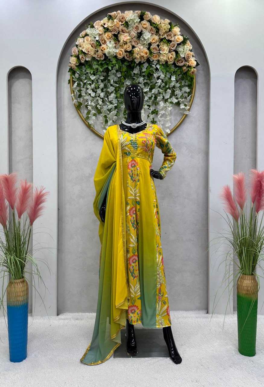 Muslin Rin133 1461-B Suits & Dresses  Printed Embroidery Anarkali Suits