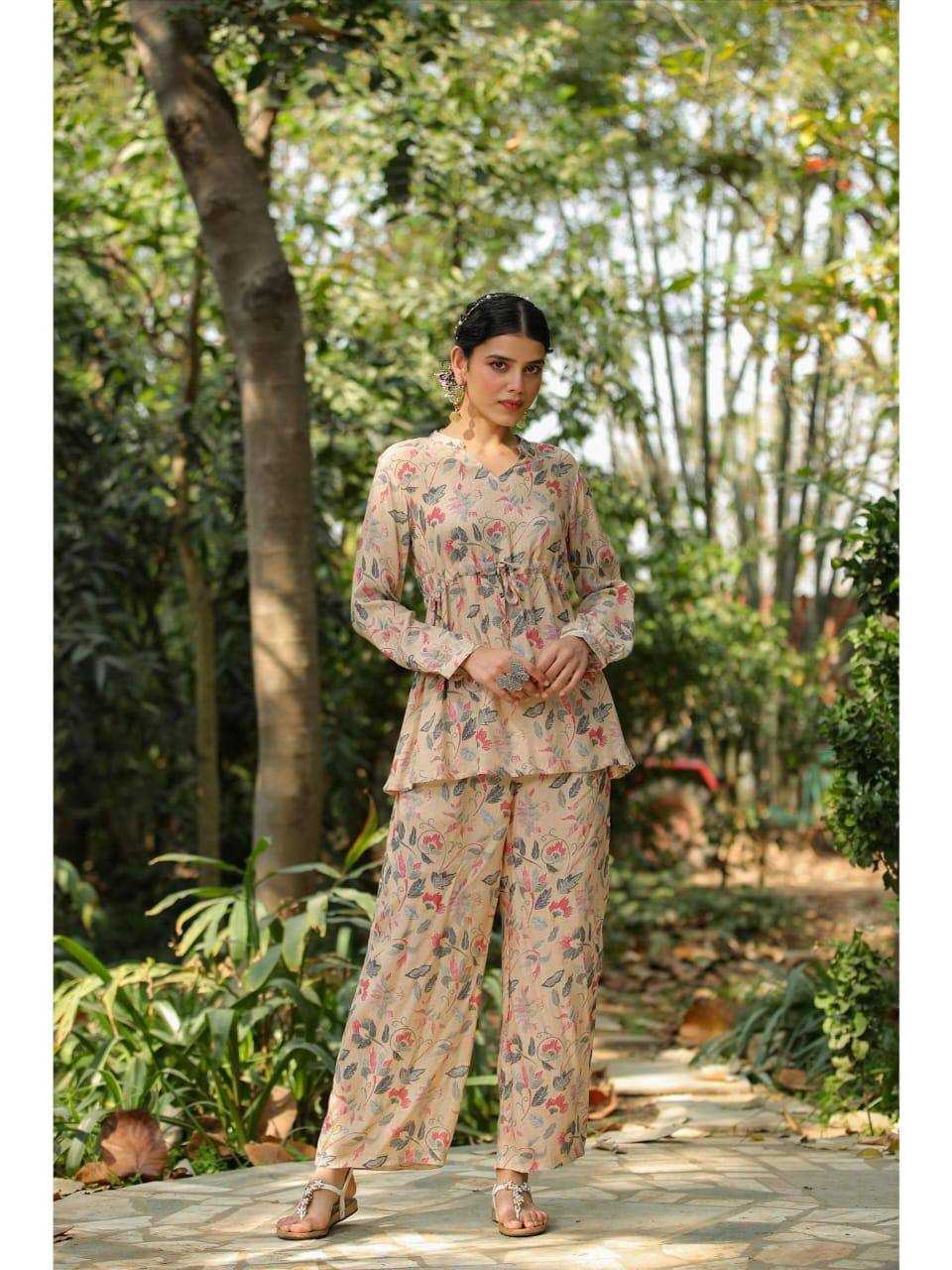 Muslin Silk Ksb Palazzo Western Wears  Co-Ord Set