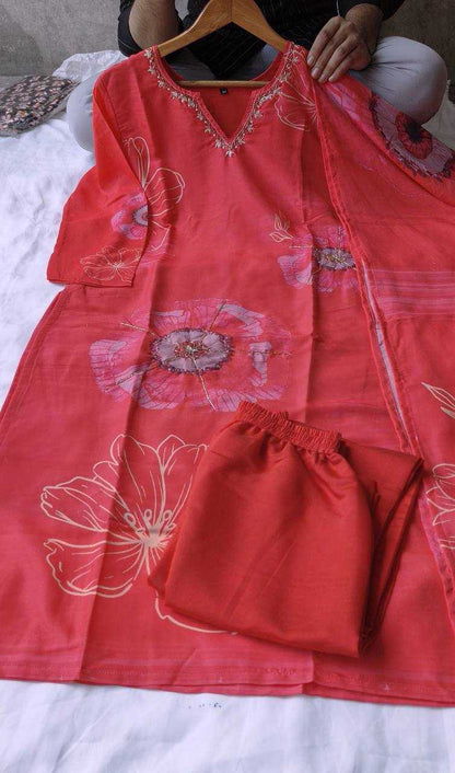 Muslin Silk Rin131 Karwachauth Suits & Dresses  Ladies Printed Embroidered Silk Ladies Silk Wedding Suits