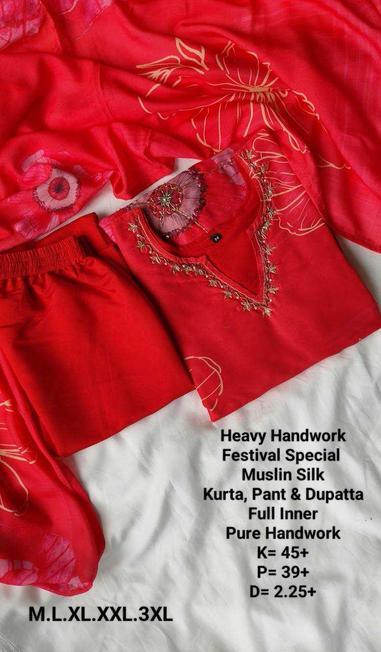 Muslin Silk Rin131 Karwachauth Suits & Dresses  Ladies Printed Embroidered Silk Ladies Silk Wedding Suits