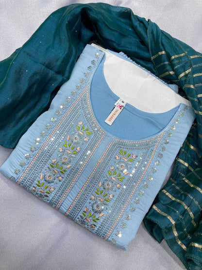 Muslin Silk Rin188 Campa Suits & Dresses  Embroidered Ladies Silk Party Wear Long Kurtis Suits