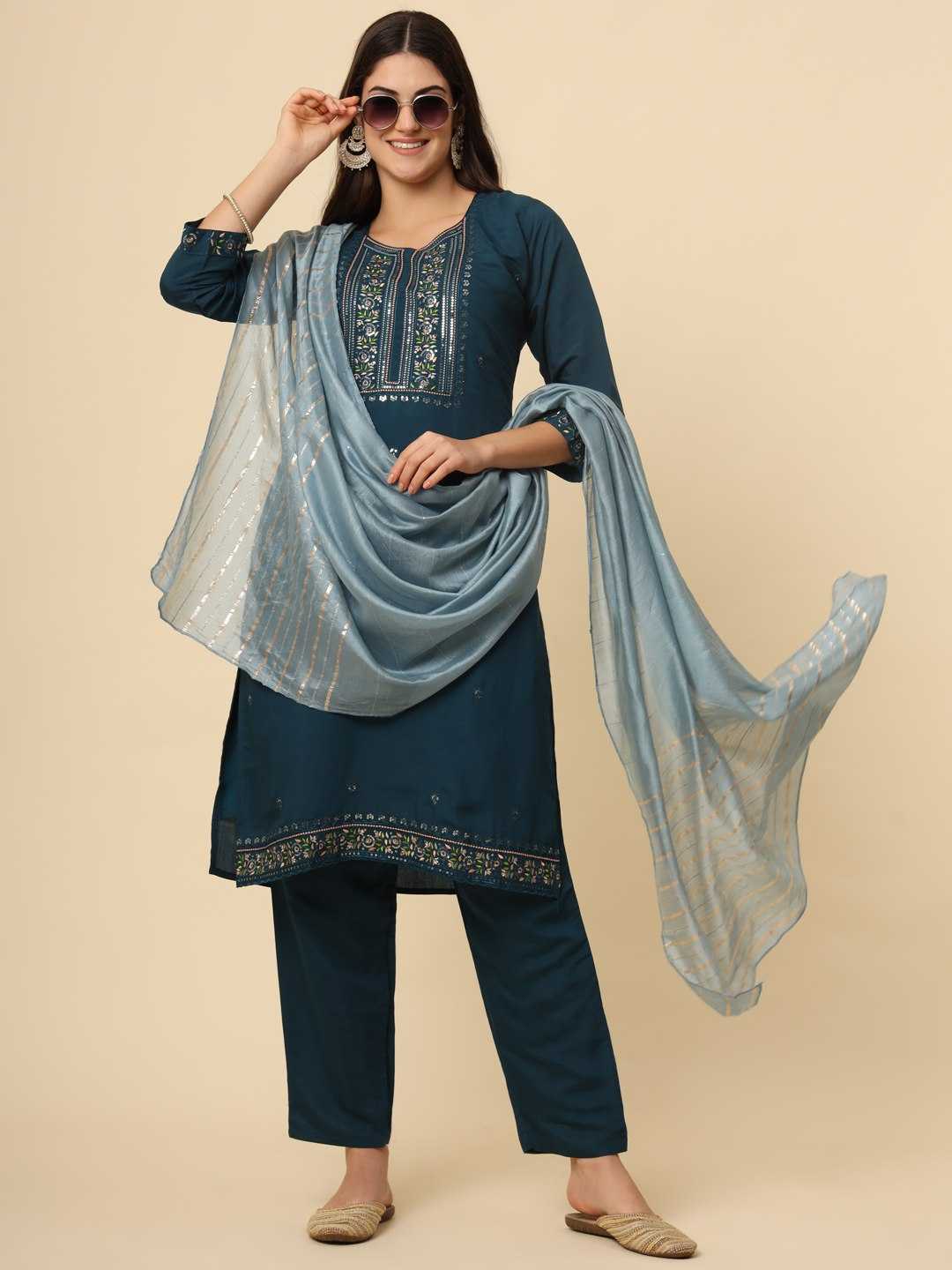 Muslin Silk Rin188 Campa Suits & Dresses  Embroidered Ladies Silk Party Wear Long Kurtis Suits