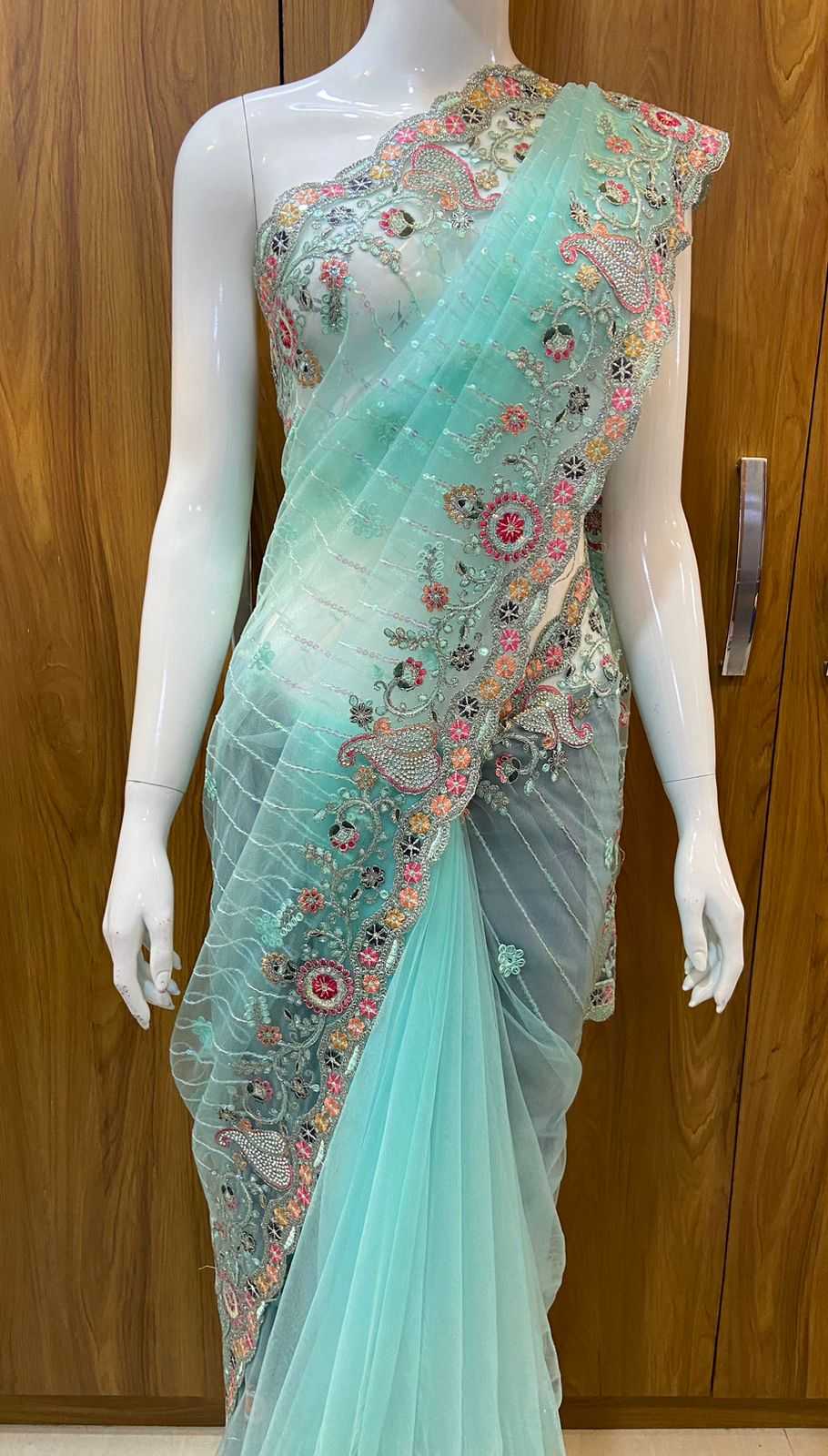 Net Rin109 Rbc39 Sarees  Net Embroidered Cutwork Viscose Sarees