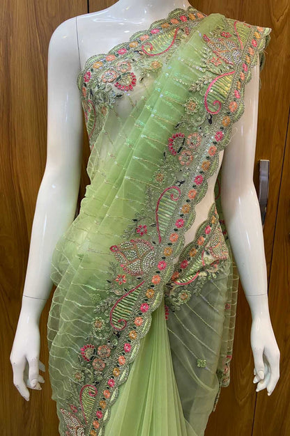 Net Rin109 Rbc39 Sarees  Net Embroidered Cutwork Viscose Sarees