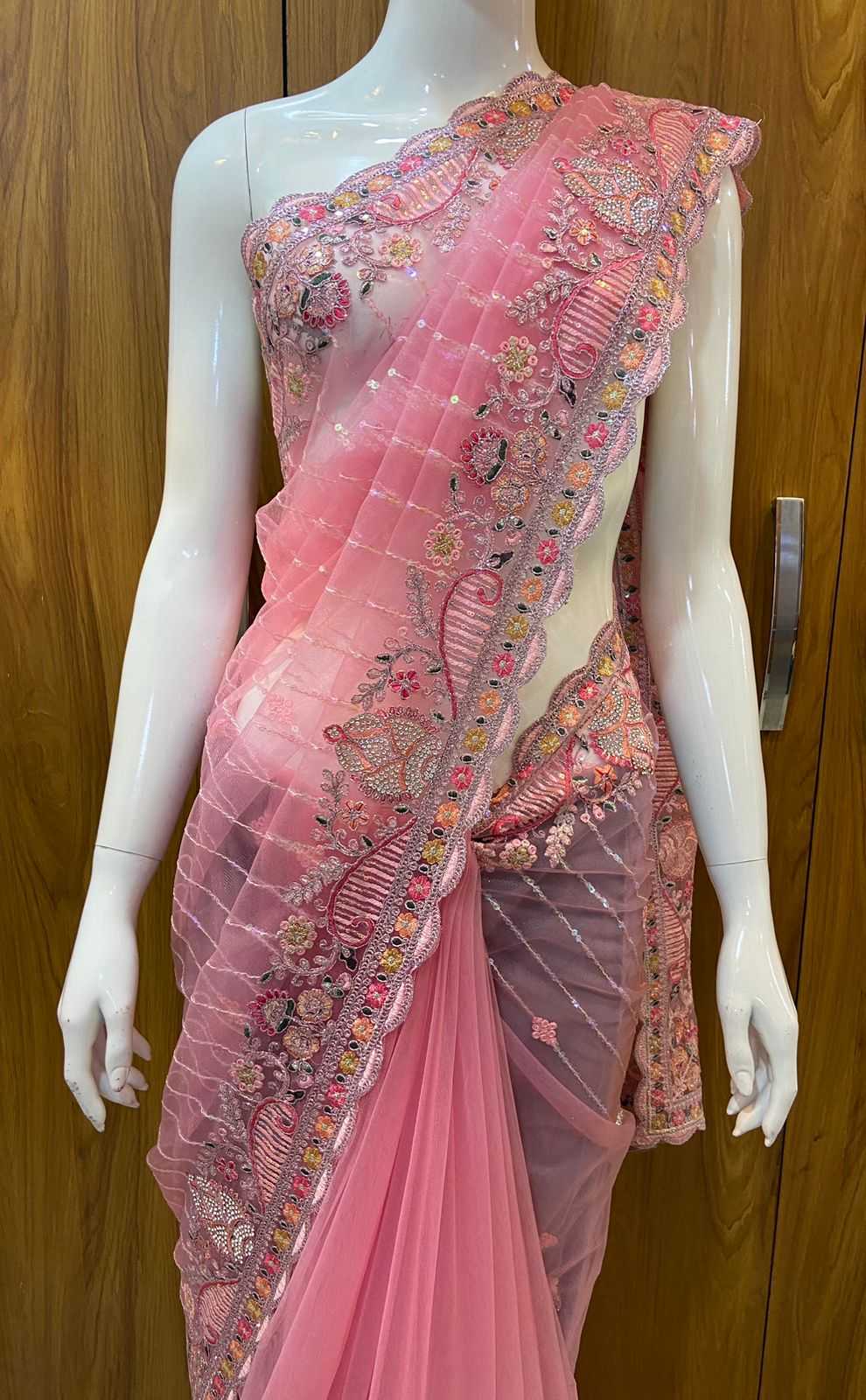 Net Rin109 Rbc39 Sarees  Net Embroidered Cutwork Viscose Sarees