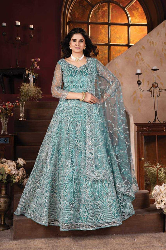 Net Rin114 5027 Lehengas  Designer Net Fancy Embroidered Blue Lehengas