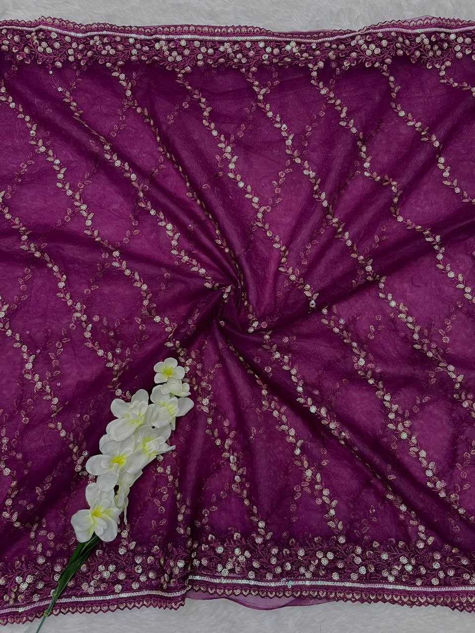 Net Rin143 01 Sarees  Party Wear Sequence Embrodery Net Sarees