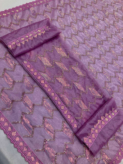 Net Rin188 Kohinoor2 Sarees  Party Wear Net Embroidered Sequins Work Cutwork Sarees