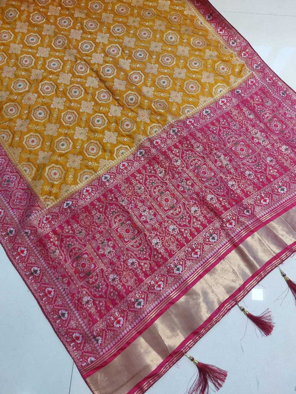 Nylon Rin201 Rrd15 Sarees  Printed Nylon Bandhani Bandhej Zari Border Sarees