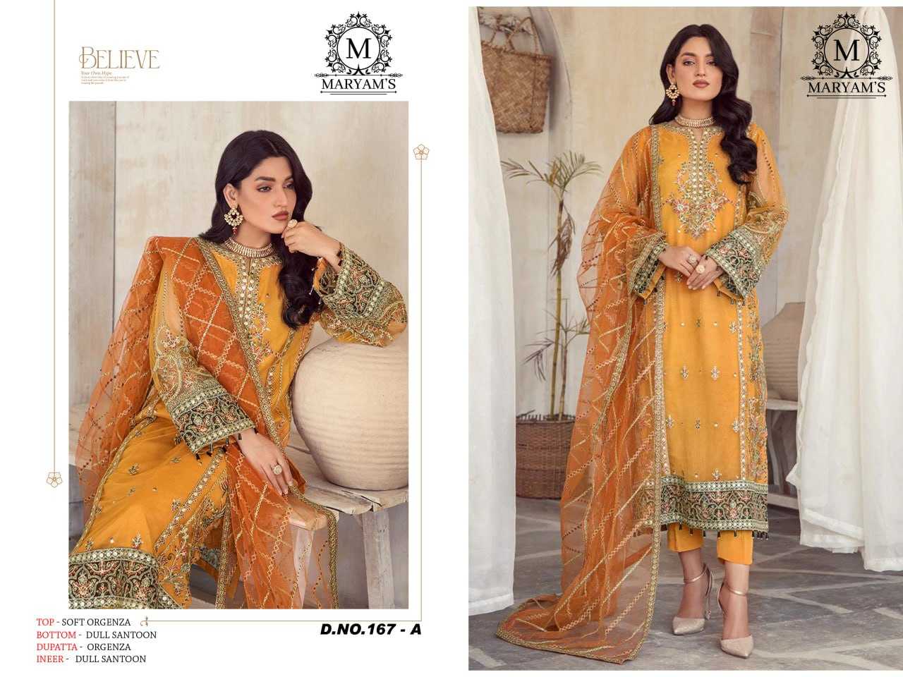 Organza Kal 167 Suits & Dresses  Unstitched Suits E