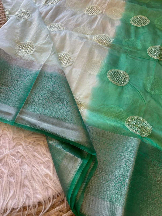 Organza Kesh106 Grishma Sarees  Organza Embroidered Zari Border Sarees