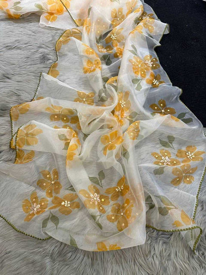 Organza Kesh106 Maira Sarees  Organza Printed Hand Work Fancy Sarees