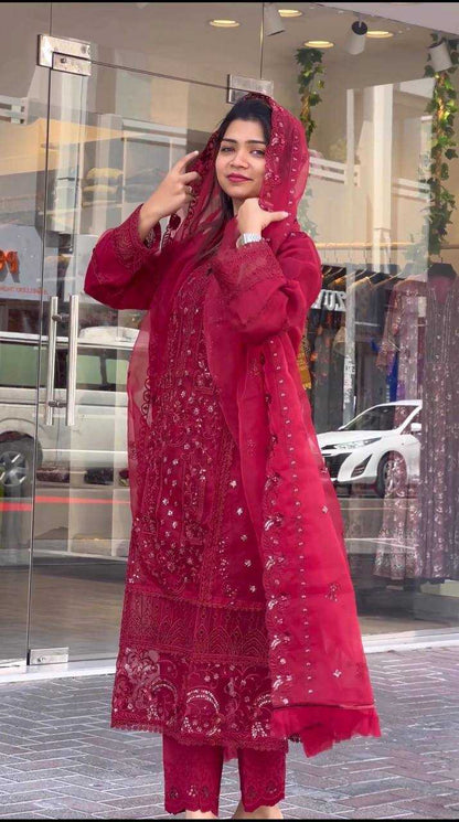 Organza Kesh140 151 Suits & Dresses Islamic Colthing  Ladies Pakistani Embroidered Ladies Silk Suits