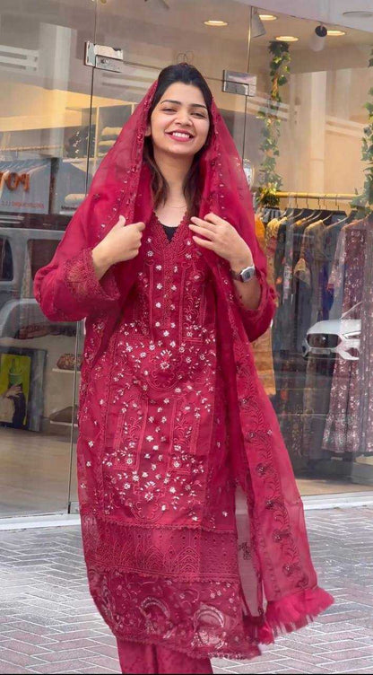 Organza Kesh140 151 Suits & Dresses Islamic Colthing  Ladies Pakistani Embroidered Ladies Silk Suits