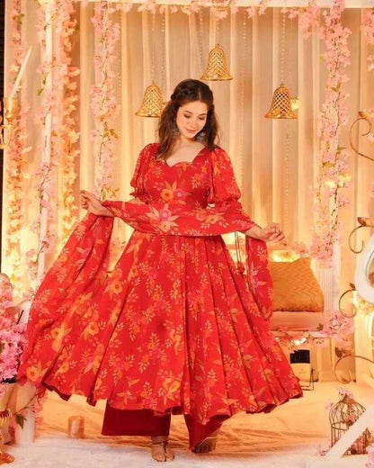 Organza Kesh154 148 Gowns  Printed Anarkali Long Gowns