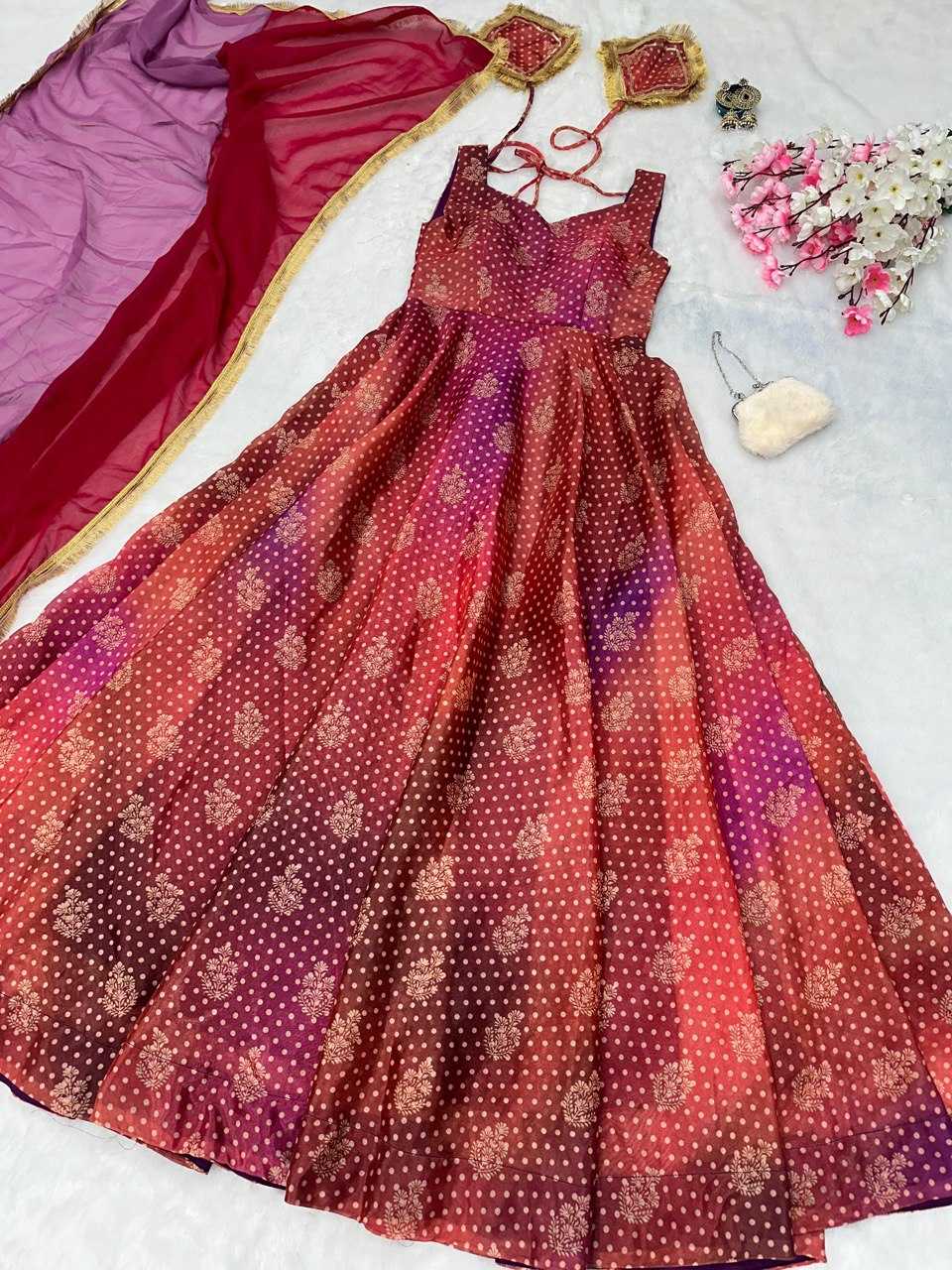 Organza Kesh154 251 Gowns  Printed Anarkali Long Fancy Gowns