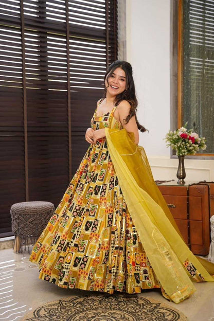 Organza Kesh154 252 Gowns  Printed Anarkali Long Fancy Gowns