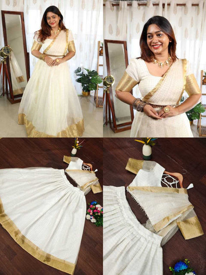 Organza Kesh188 9195 Lehengas  Traditional Simple White Lehengas