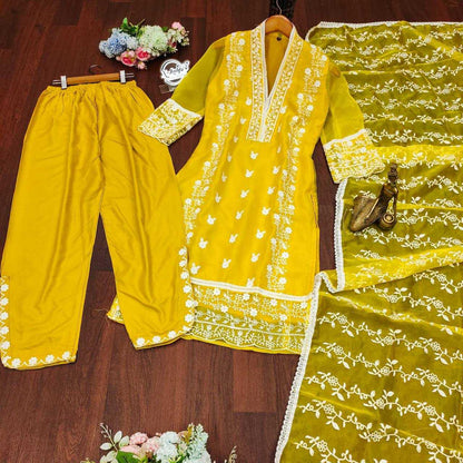 Organza Kesh211 Ldy21 Suits & Dreeses Islamic Clothing  Ladies Pakistani Embroidery Long Kurtis Suits