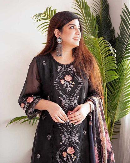 Organza Kesh211 Ldy37 Suits & Dresses Islamic Clothing  Ladies Pakistani Embroidery Long Kurtis Suits