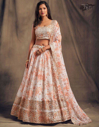 Organza Ksb 7619 Lehengas  Traditional Printed Embroidered Lehengas