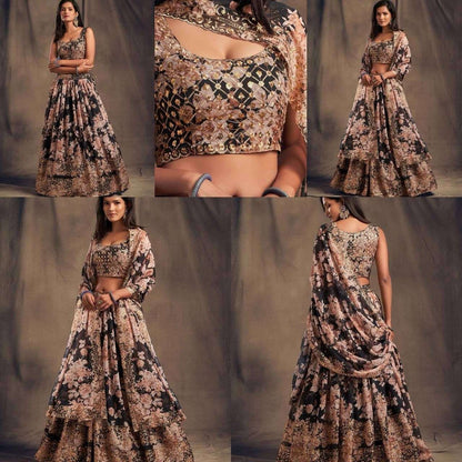 Organza Ksb 7619 Lehengas  Traditional Printed Embroidered Lehengas