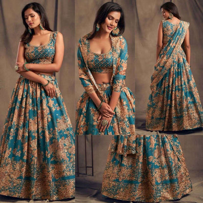 Organza Ksb 7619 Lehengas  Traditional Printed Embroidered Lehengas