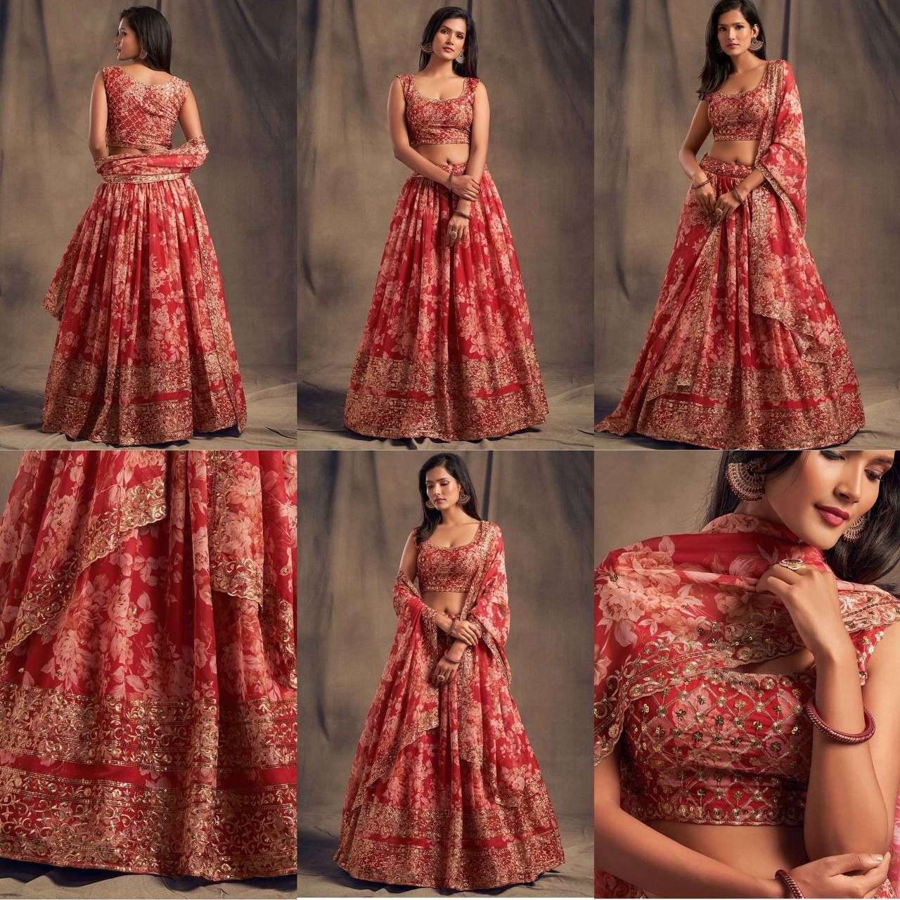 Organza Ksb 7619 Lehengas  Traditional Printed Embroidered Lehengas