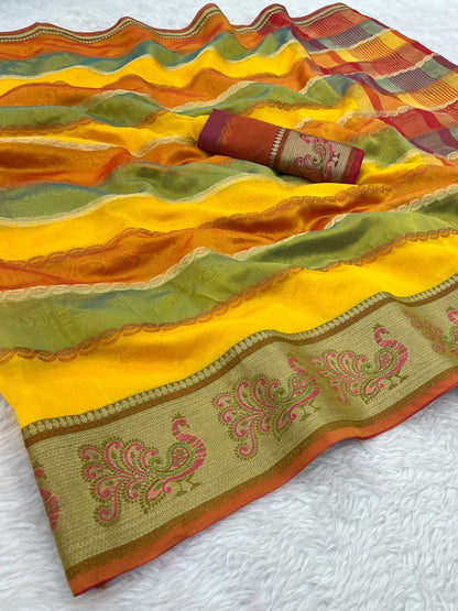 Organza Mkd Kora Paithani  Sarees