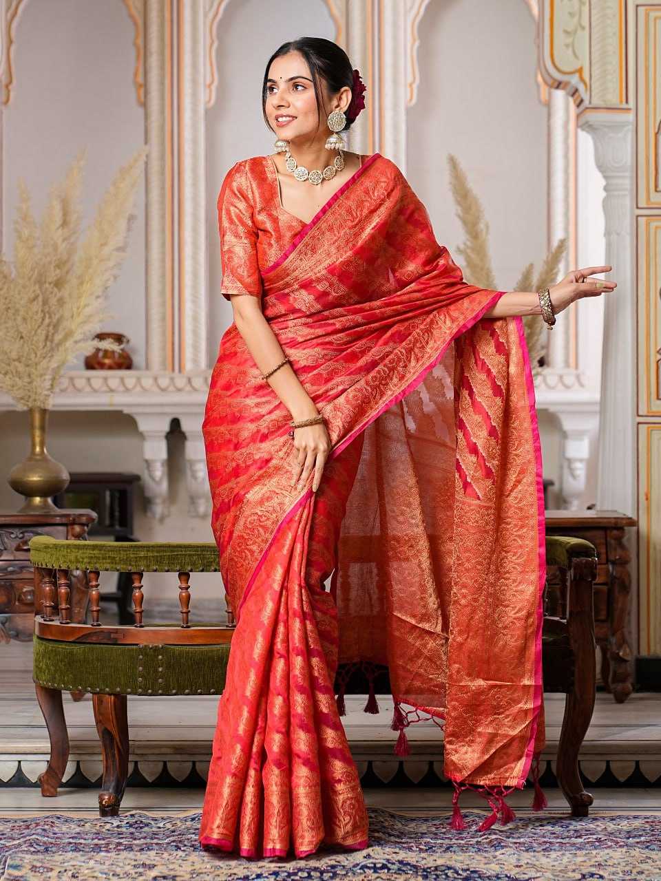 Organza Ral 1001 Sarees  Organza Party Wear Fancy Sarees