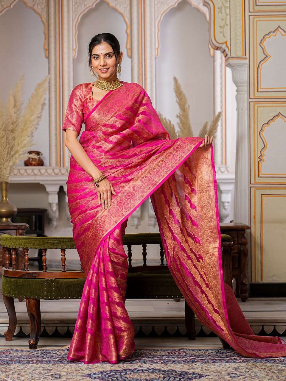 Organza Ral 1001 Sarees  Organza Party Wear Fancy Sarees