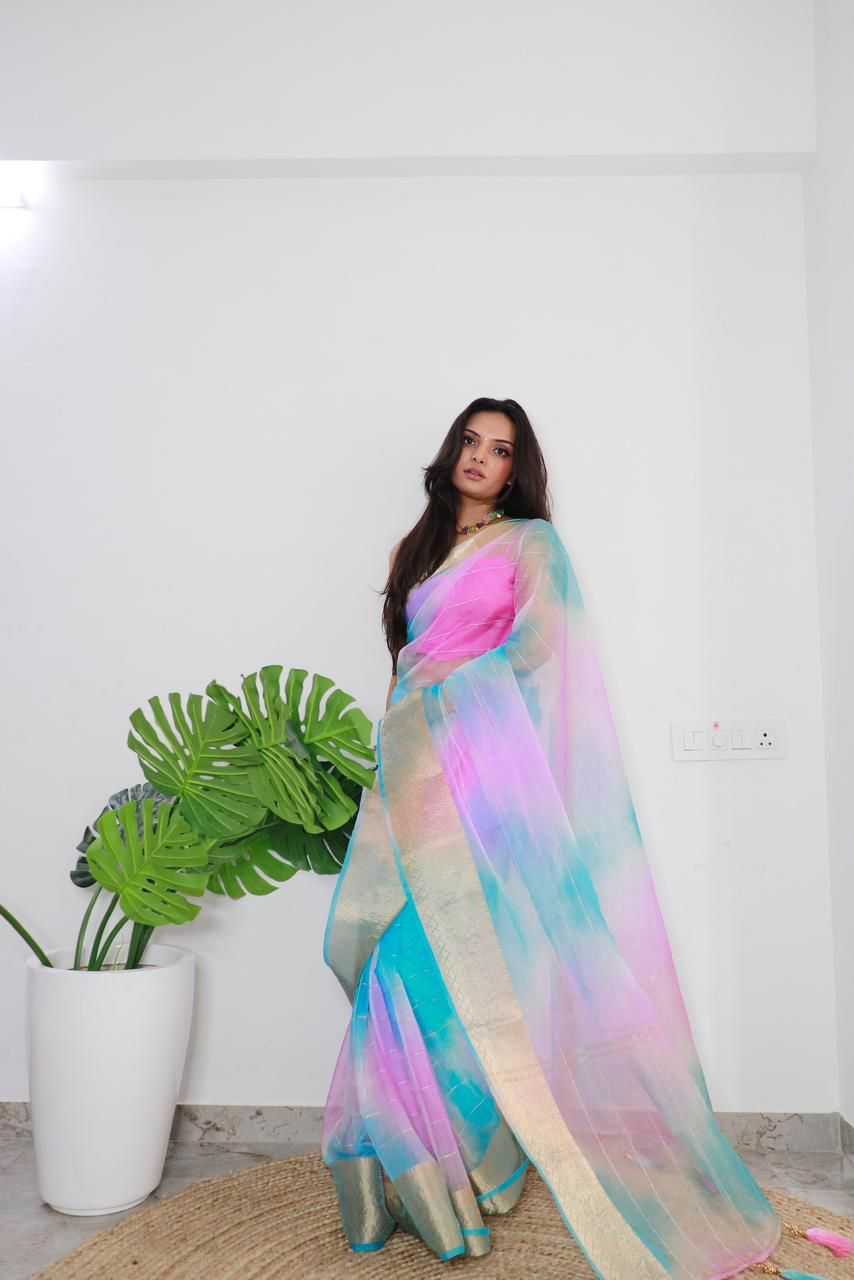 Organza Rdm 13 Sarees  Organza Party Wear Fancy Sarees