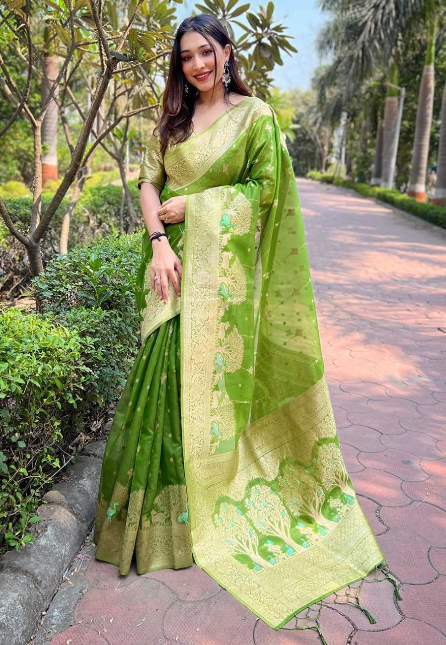 Organza Rew 3368 Sarees  Organza Fancy Zari Border Sarees