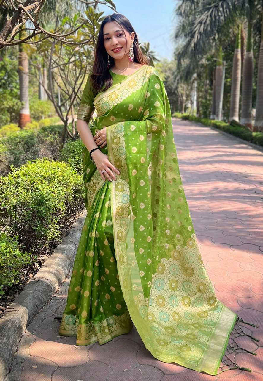 Organza Rew 3451 Sarees  Organza Fancy Zari Border Sarees