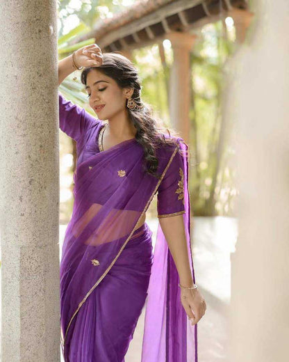 Organza Rin105 Jamun Sarees  Organza Sequence Hand Work Butta Sarees