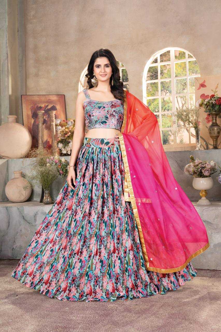 Organza Rin114 9235 Lehengas  Fancy Printed Lehengas