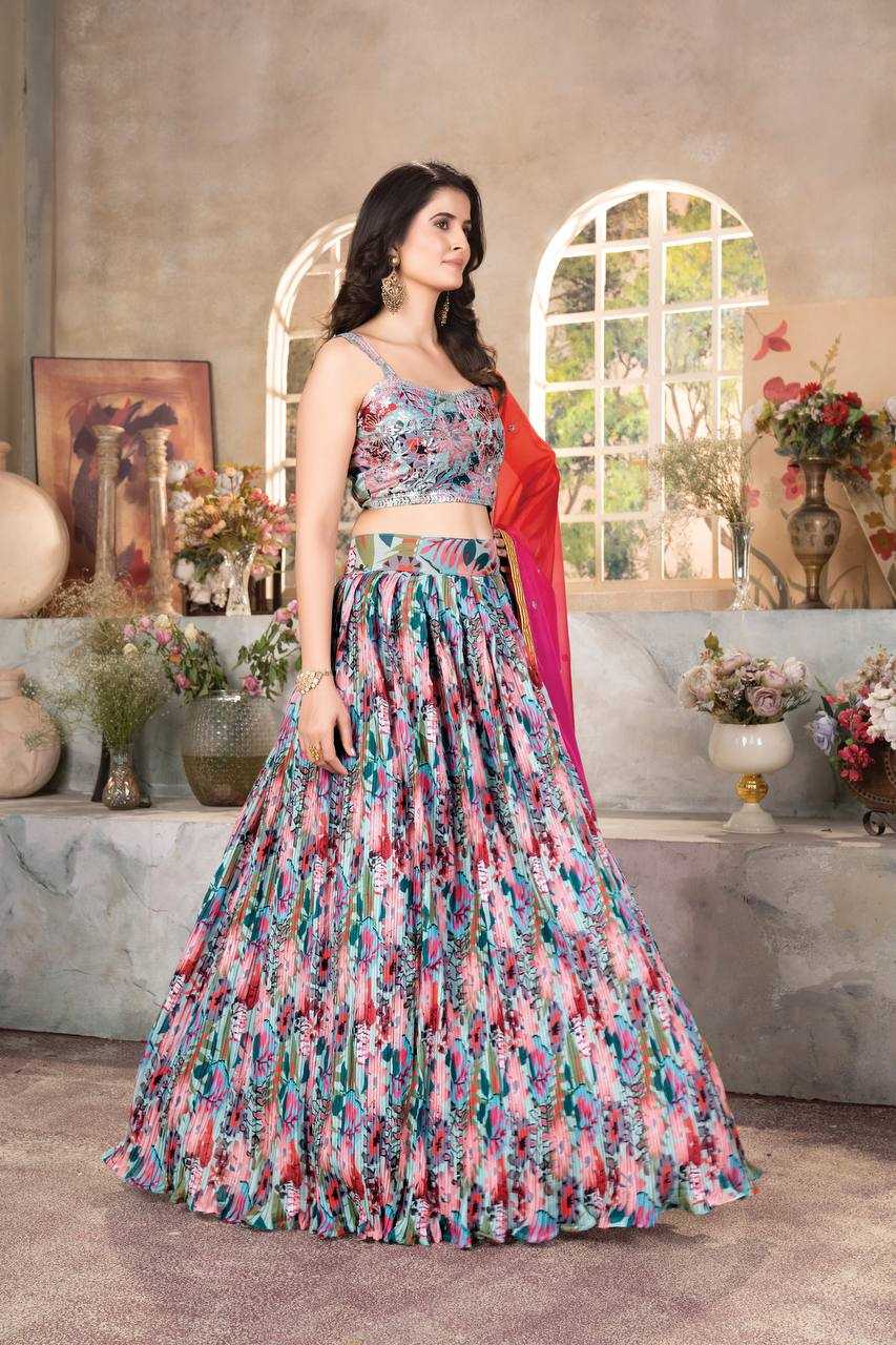 Organza Rin114 9235 Lehengas  Fancy Printed Lehengas