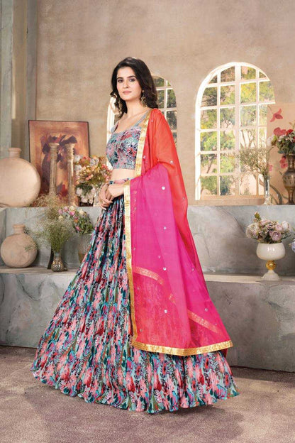 Organza Rin114 9235 Lehengas  Fancy Printed Lehengas