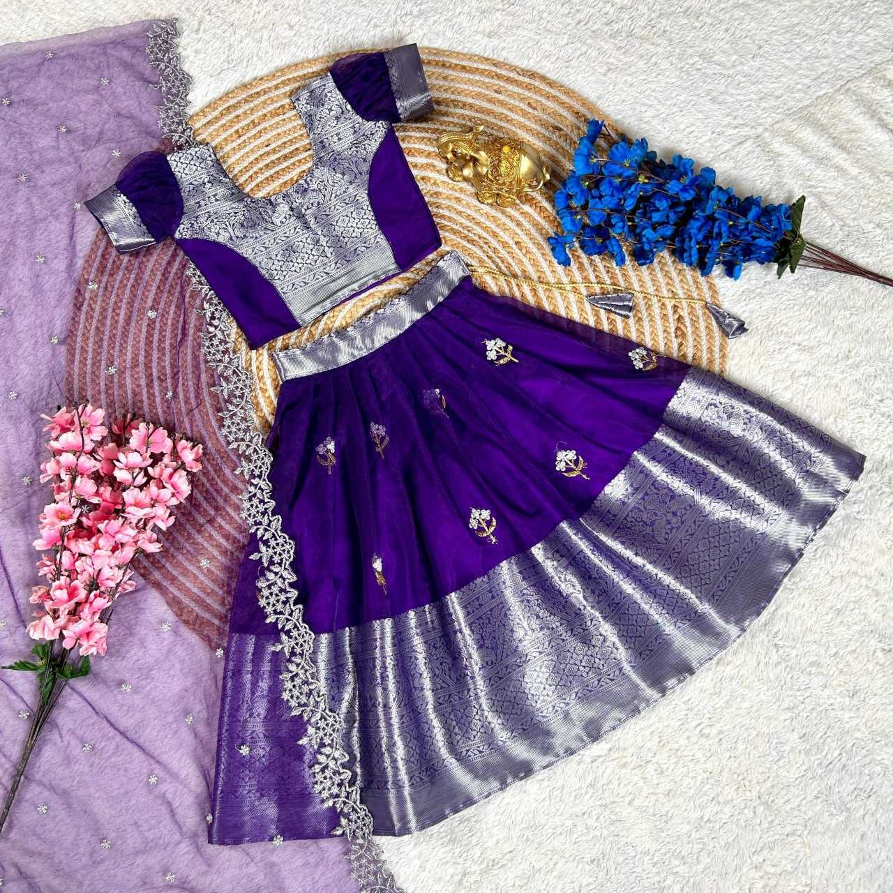 Organza Rin115 Ref50 Kids Wear  Kids Lehengas Kids Ethnic Wear Kids Traditonal Outfits Kids Festive Kids Diwali Clothes Baby Girl Lehengas